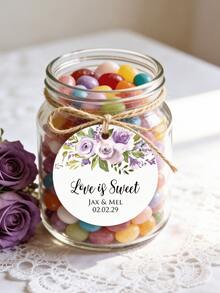 Etiquetas de regalo personalizadas con cuerda de yute, etiquetas redondas impresas con "El amor es dulce", se pueden personalizar con los nombres y fechas de la pareja, adecuadas para bodas, fiestas, cumpleaños, celebraciones, pequeños negocios, decoraciones de fiesta, tarjetas de regalo decorativas, tarjetas de agradecimiento, regalos de apreciación para invitados, fondo blanco con patrón de hojas verdes, amor eterno, verdor, regalos de agradecimiento para hombres - Multicolor - Ver 6