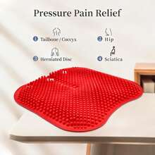 Red Double-Layer Thick Gel Seat Cushion, Column-Shaped Breathable Anti-Slip Cover, Pressure Dispersion Design, Suitable For Office And Car Wheelchair Elastic Furniture Protection Cover - Đỏ - Xem 5