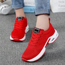 Unisex Height-Increasing Training Shoes - Breathable Fabric Low-Top Sneakers With EVA/PVC Grippy Soles For Walking, Hiking, Camping - All-Season Comfort & Durable Design (Black/Red/White), Hiking Boots, Outdoor Footwear, Flexible Footwear - Đỏ - Xem 2