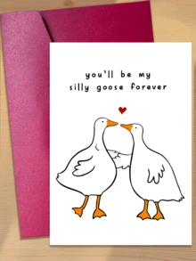 1pc "You Are My Lifelong Little Goose" Valentine's Day Card With Envelope, Suitable For Boyfriend, Girlfriend, Husband Or Wife To Express Love And Sincere Blessings On Valentine's Day Or Anniversary - Sets - View 1