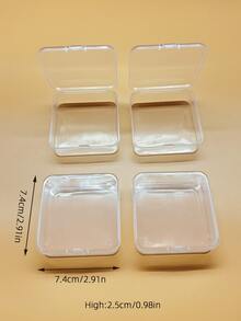 4pcs Transparent Square Storage Boxes, Width: 4.5cm/5.5cm/6.5cm/7.5cm, Suitable For Storing Transparent Beads, Jewelry, Earrings, Crafts, Stationery And Small Accessories - Clear - View 8