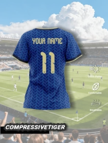 Áo đấu bóng đá nữ World Cup 2026 màu xanh dương tùy chỉnh: Có thể in logo đội tuyển, tên cầu thủ và các chi tiết độc đáo để tạo phong cách cá nhân hóa. Thích hợp cho mặc thường ngày, cũng như các trận đấu bóng đá, bóng rổ và bóng chuyền. Mùa hè - Màu xanh lam - Xem 2