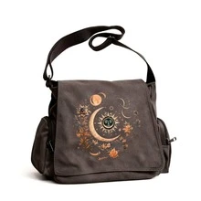大容量单肩包，翻盖复古斜挎包，月亮、星星和花卉图案，艺术波西米亚风格，适合日常通勤、旅行，是馈赠佳品。 - 多色 - 查看 14