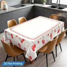 [Party Tablecovers]1pc 55*70inch Round Tablecloth Romantic Red Heart Pattern Tablecloth For Valentine's Day Decor 2D Flat Printing Design 2D Flat Indoor/Outdoor Dining Decor, Table Cover Party Packs,The Best Set Of Supplies For A Party Event Of Birthday New Year Valentine's Day - A - Xem 6
