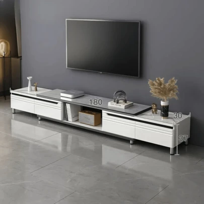 160-220cm Mueble Mesa Para Tv Escalable Diseño Moderno y Minimalista, Centro de Entretenimiento para Television, Mueble para Sala de Estar, Recámara