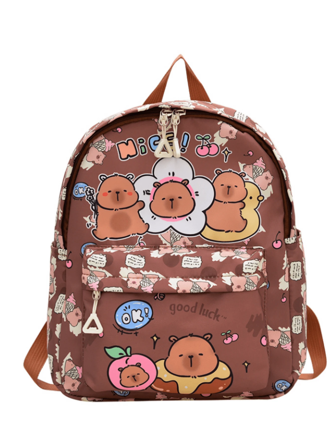 1pc Cute Capybara Backpack - Cartoon Animal Print, Casual Style, Back To School Backpack, With Zipper Closure And Adjustable Shoulder Straps, Suitable For Campus And Travel