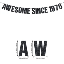 1Set,50th Birthday Decorations For Men And Women, Black/Gold Flash Happy 50th Birthday DIY String Glitter Banner, Awesome Since 1976, Straight Out 1976,Hello50,50 Fabulous, Cheers For 50 Years Party Supplies - Multicolor - View 10