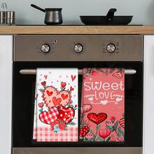 2/4/48条装情人节厨房毛巾，浪漫心形玫瑰图案涤纶洗碗布，吸水性强，柔软耐用，适合日常厨房清洁，营造情人节氛围，实用又美观的家居用品，情人节及婚礼装饰，多用途清洁毛巾 - 彩色 - 查看 10