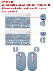 150mAh 便携式无线蓝牙键盘鼠标套装，兼容三星平板电脑、苹果 iPad（iOS 13+）、安卓智能手机、Windows 系统（雾蓝色）