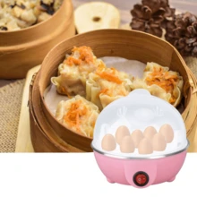 Mini vaporizador de huevos multifuncional para el hogar Caldera de huevos de apagado automático Lata de natillas al vapor bollos calientes de leche caliente - Rosa - Ver 5