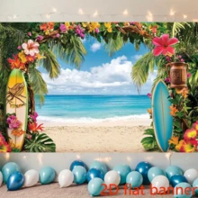 2D Plane[Tropical Beach Backdrop] Tropical Polyester Hawaiian Beach Backdrop, No Electricity Needed, For Bridal Shower, Birthday, Housewarming, Anniversary & General Celebrations - 1 Item - View 5