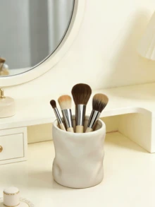 1个树脂化妆刷架 - 手工扭纹设计，两用装饰刷架，适用于梳妆台、办公室、卧室 - 优雅家居装饰礼品（紫色/米色），卧室装饰 | 装饰收纳架 | 高品质工艺 - 彩色 - 查看 8