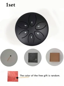 3英寸迷你钢舌鼓，6音，户外花园雨铃，钢鼓，花园雨铃，迷你手鼓，乐器，空心迷你鼓，钢弹簧鼓，碳钢手鼓，雨铃，打击乐器 - 彩色 - 查看 10