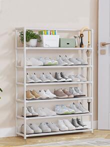 6/7 Tier Shoe Rack, Simple Entryway Multi-Layer Dust-Proof Home/Dorm Shoe Storage Cabinet - White - View 7