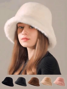 新款时尚个性化高品质男女通用仿毛皮耳罩帽，秋冬季日式大头围加厚保暖防风渔夫帽，非常显脸型 - 毛絨漁夫帽 - 查看 2
