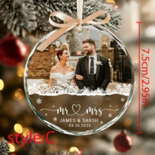 Customized Couple Photo Wedding Memento, Husband And Wife Gift, Customized Husband And Wife Decor, Couple Photo Decor, Personalized Couple Photo Wedding Memento, Wedding Photo Decor - R-wedding Photo Memorial Ornament - View 5