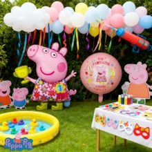 2pcs Creative Balloon, Peppa Pig Cartoon Foil Balloons, Birthday Party Decorations, Atmosphere Decor, Theme Party Supplies, Photo Props - Multicolor - View 8