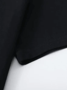 1pc Men'S Plus-Size Crew Neck T-Shirt |   Size 1X-5X, Fashionable Retro Style, Short Sleeves, Casual Style, Comfortable Fit, Suitable For Family Gatherings And Casual Wear, Plus Size - 黑色 - 查看 4