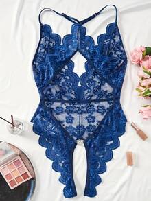 Lace Bodysuit With Heart, Sexy Lingerie, Little Gift. - 藍色 - 查看 3