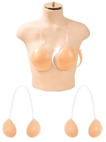 硅胶胸罩挂脖带隐形聚拢文胸防水亲肤女士胸贴 - 米色 - 查看 11