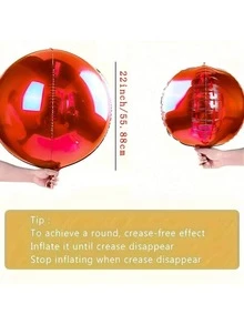 6 个 22 英寸金属红色 4D 铝箔气球，适用于婚礼、订婚、生日、单身派对装饰、节日、开幕、毕业季气球装饰 - 紅色 - 查看 7