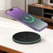 Bộ sạc không dây 15W, tương thích với iPhone 17/16/15/14/13/12 Pro/XS Max/Mini/X/XR, đế sạc không dây nhanh cảm ứng, tương thích với Samsung. - trắng - Xem 9