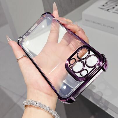 1pc Luxury Electroplated Transparent Phone Case, Compatible With IPhone 17/6/7/8/X/XS/XR/11/12/13/14/15/16/16e Pro Max Plus, Galaxy S22/23/24/25/S24 FE/S25 EDGE, A07/A17/A04/05/06/A14/A15/A16/A24/A25/A34, Note 9/10/11/12/13, 9/10/12/13C 14C, MOTO, Honor X, HW, RENO C53 C55 C61 C63 C67, Shockproof Transparent PC+TPU Dual Material Protective Case