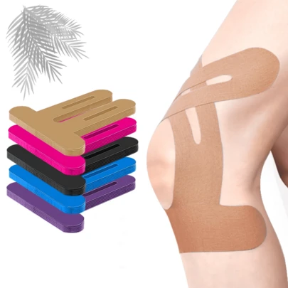 Precut Kinesiology Tape For Knees, 10 Pcs - Knee Support & Stability, Knee Pain Relief Athletic Tape - Elastic & Waterproof, Breathable Hypoallergenic Latex-Free Tape, Beige
