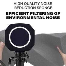 1个带麦克风支架和手机支架的麦克风防风罩，录音隔离罩，麦克风隔离球吸音泡沫防风罩，适用于大型麦克风、录音棚设备、室内外录音 - 彩色 - 查看 3