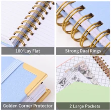 Sổ tay bìa cứng 300 trang, họa tiết cây cổ điển, gáy xoắn, khổ lớn A5/B5, kẻ dòng dành cho sinh viên, có 2 ngăn đựng tài liệu và 24 tab chỉ mục, phù hợp cho cả nam và nữ, dùng đi học, đi làm và ở nhà, giấy dày 100gsm, quà tặng sổ tay cao cấp cho mùa tựu trường. - Nhiều màu - Xem 8