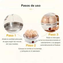 Mini vaporizador de huevos multifuncional para el hogar Caldera de huevos de apagado automático Lata de natillas al vapor bollos calientes de leche caliente - Blanco - Ver 5