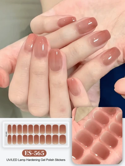 Tiras de gel de uñas Emi curadas, base transparente, 20 piezas de envoltorios de gel para uñas, pegatinas, se requiere luz UV, calidad de salón, de larga duración, ES20 Envío directo al por mayor de libros rojos del mismo estilo, pegatinas para uñas, pegatinas para uñas de las yemas de los dedos, suministros para uñas