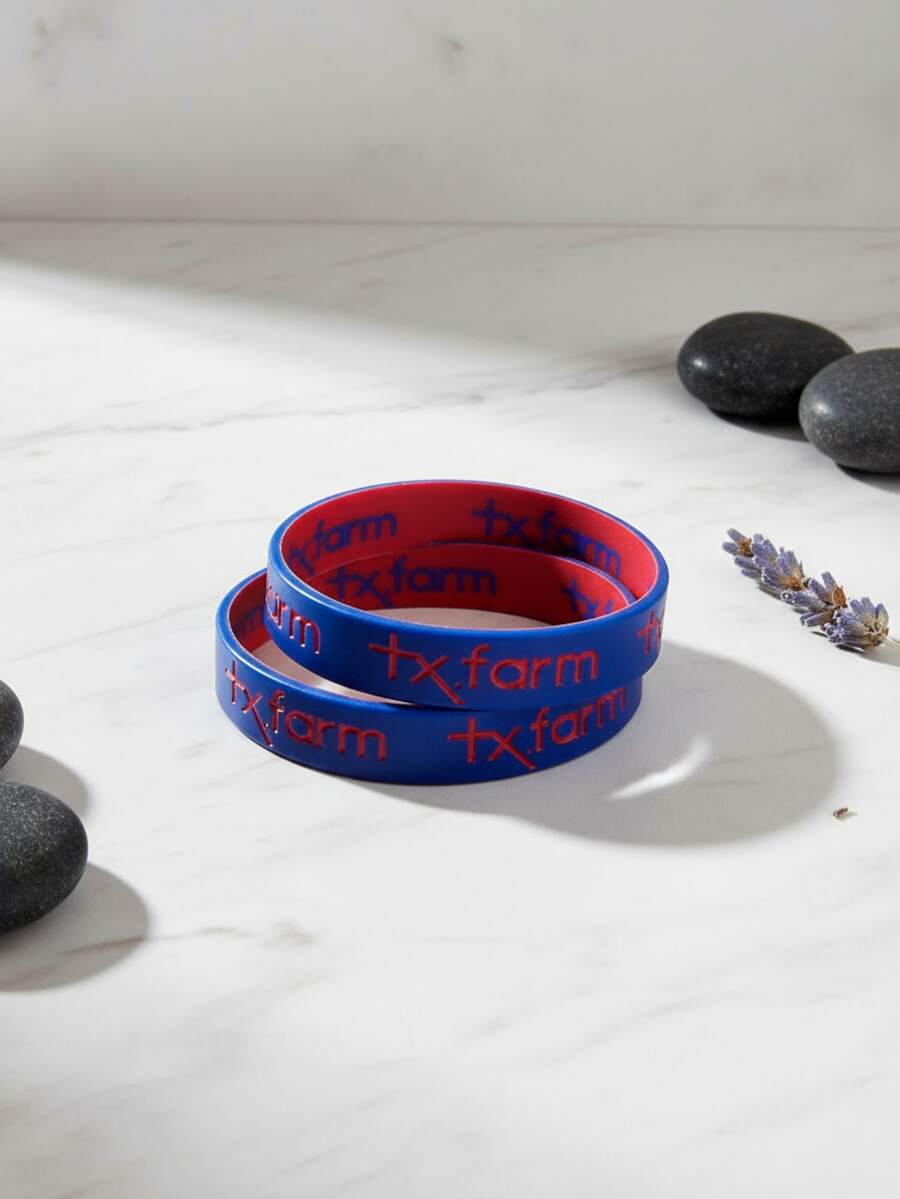 Country Texas Silicone Bracelet Double Blue And Red - Màu xanh lam - Xem 1