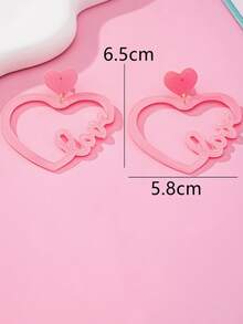 New Arrival Hot Selling 520 Valentine's Day Acrylic Earrings, Pink Heart Hollow Letter Pendant Earrings, Cross-Border Couples Gift