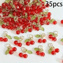 5/15/25/35/50pcs Sakura Flower Resin Pendant, With Clear Shiny Green Petal Design, DIY Jewelry Pendant For Necklace, Earrings, Keychain, Craft Supplies - Multicolor - View 7