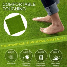 Miniature Synthetic Garden Ornament, 15 X 15 Cm. Handmade Flowerpot With Realistic Artificial Grass. Ideal For Miniature Landscapes And Decoration. - Green - View 1