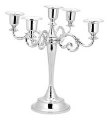 Five-Branched Candlestick, Sturdy Cast Iron Candlestick, Handcrafted Vintage Candlestick, Gothic Candlestick, Column Candlestick For Christmas, Birthday, Wedding And Home Decoration (Silver). - Bạc - Xem 6