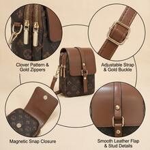 LEATVOOK New Fashion Classic Versatile PU Waterproof Fabric Shoulder Bag, Printed Design Metal Chain Decoration Design French Baguette Bag, Women's Shoulder Bag Suitable For Shopping. Commuting, Travel Use, Best Mother's Day And Valentine's Day Gifts - 香檳色 - 查看 2