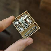 1:12 Scale Realistic Miniature Cutlery Set + Storage Box Combo Model, Exquisite Decor For Miniature Restaurant, Cafe, Collectible Micro Model - Multicolor - View 8