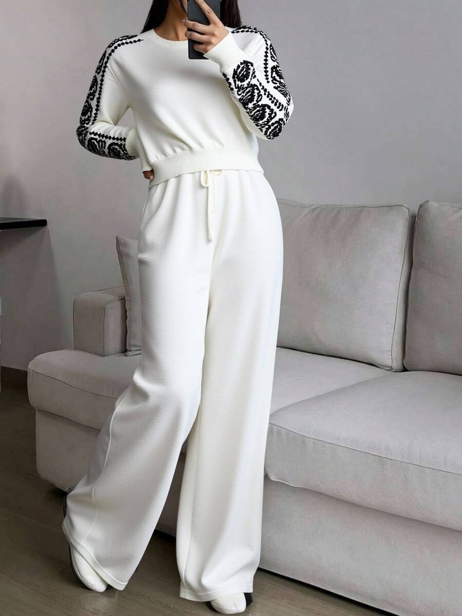 Women Sweater Co-Ords - White - View 1