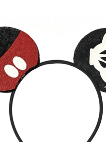 1个闪亮米妮老鼠耳朵发箍，可爱卡通米妮耳朵，闪亮米妮耳朵发箍，公主风闪亮耳朵发箍带蝴蝶结，适合学生派对、化装舞会、角色扮演、主题公园和其他场合