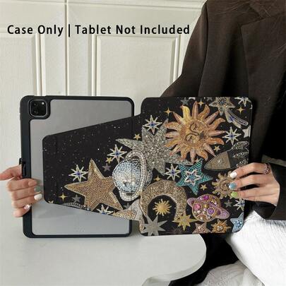 1 件装星空图案保护套 - 专为追求奢华未来主义风格和炫目设计的爱好者打造，带笔槽的保护套兼容 iPad 10.9/10.2/Air 第五代/Pro 11/10代/9.7/Air 2/iPad（第七代）/iPad（第八代）/iPad Air 4/5/iPad Pro 11/iPad 第十代 10.9 英寸 2022 款智能保护套