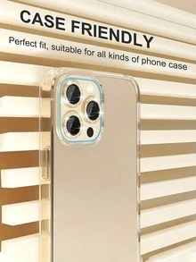 3d Eagle Eye Camera Lens Film Compatible With IPhone With High Definition Reinforced Tempered Glass Metal Camera Lens Protector With Rhinestone Decor, Anti-Scratch, Anti-Shock, Light Luxury Fashion Mobile Phone Accessory Applicable To Daily Shield, Office, Home Daily Shield Office Home Phone Camera Cover Sparkling Crystal Waterproof Shockproof Anti-Fall Scratch Resistant - Gold - View 4