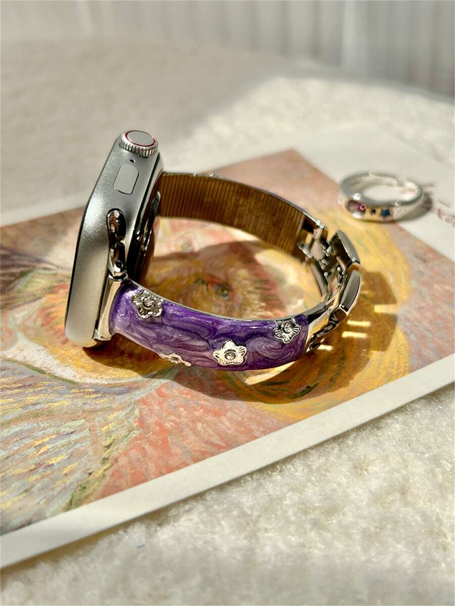 Correa de reloj personalizada, se ajusta a relojes de 38/40/41/42/44/45/46/49mm de diámetro, compatible con modelos Ultra/SE10/9/8/7/6/5/4/3/2/1 - Plata púrpura - Ver 1