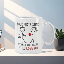 [Your Stinks Love Cup] 11oz Ceramic Double-Sided "Your Stinks" Love Cup - Reusable Beverage Container, Perfect Anniversary And Valentine's Day Gift - Multicolor - View 5
