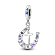 925 Pure Silver Pendant Collection - Cross Pendant, Cross Pink Zirconia Pendant, Crown Cross Pendant, Mysterious Purple Classical Cross Pendant, Eternal Cross Pendant, Heart-Shaped Zirconia Cross Pendant, Shining Cross Pendant, Horseshoe Cross Pendant - Multicolor - View 17