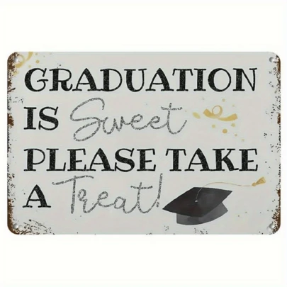Vintage Metal Wall Plaque- Graduation Is Sweet, Please Take Some Candy 2025 Vintage Decoration With Glitter Accents And Graduation Cap Pattern- 8x12inch Country Style Hanging Decoration,
