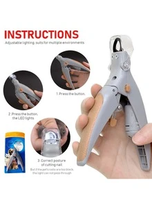 2pcs Pet Nail Clippers, Cat Claw Trimmer With LED Light & Magnifier, Nail Grinder, Nail Care Tools, Grooming Kit For Cats, Dogs & Small Animals - Multicolor - View 3