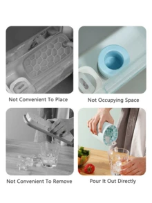 1pc 3D Silicone Ice Cube Tray, Easy Release Silicone Ice Mold, Makes Up To 60 Ice Cubes, Suitable For Making Ice Cream, Yogurt, Candy, Ideal For Parties, Travel, Weddings, Birthdays, Graduations, Kitchen And Outdoor Activities - Multicolor - View 5