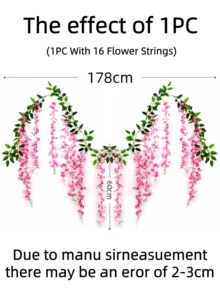 Nejlue Artificial Flowers/Plants1111 Home & Living 1/2/4 vòng hoa tử đằng nhân tạo, vòng hoa dây tử đằng nhân tạo treo, dây leo giả, vật trang trí, thích hợp cho trang trí nhà cửa, trang trí phòng ngủ, trang trí sân vườn, trang trí tường, trang trí trong nhà/ngoài trời, trang trí phòng ngủ, trang trí đám cưới, trang trí bàn ăn, trang trí tiệc, trang trí sinh nhật, trang trí ngày Valentine. - 1 bộ 16 bông hoa - Xem 2